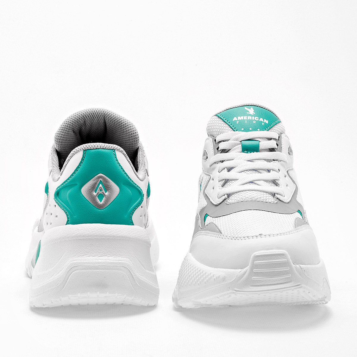 TENIS URBANO MUJER AMERICAN FIRE A79 BLANCO PLATA VERDE