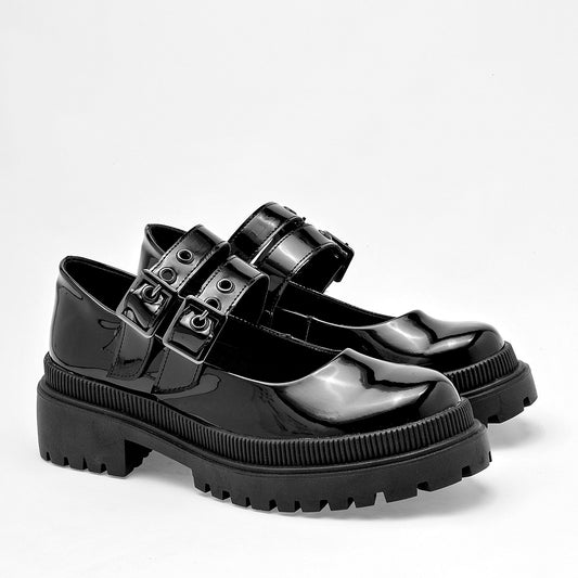 ZAPATO CASUAL MUJER NIÑAS FASHION 1516 NEGRO CHAROL