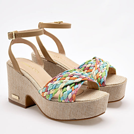 Zapatilla Abierta Tacon 8cm Moramora Mujer Xce Multicolor