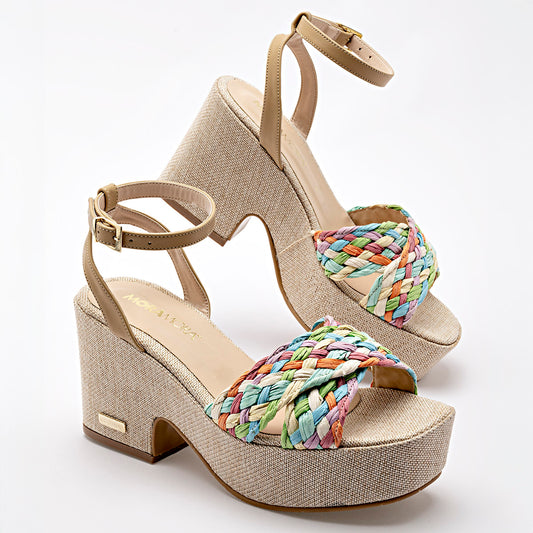Zapatilla Abierta Tacon 8cm Moramora Mujer Xce Multicolor