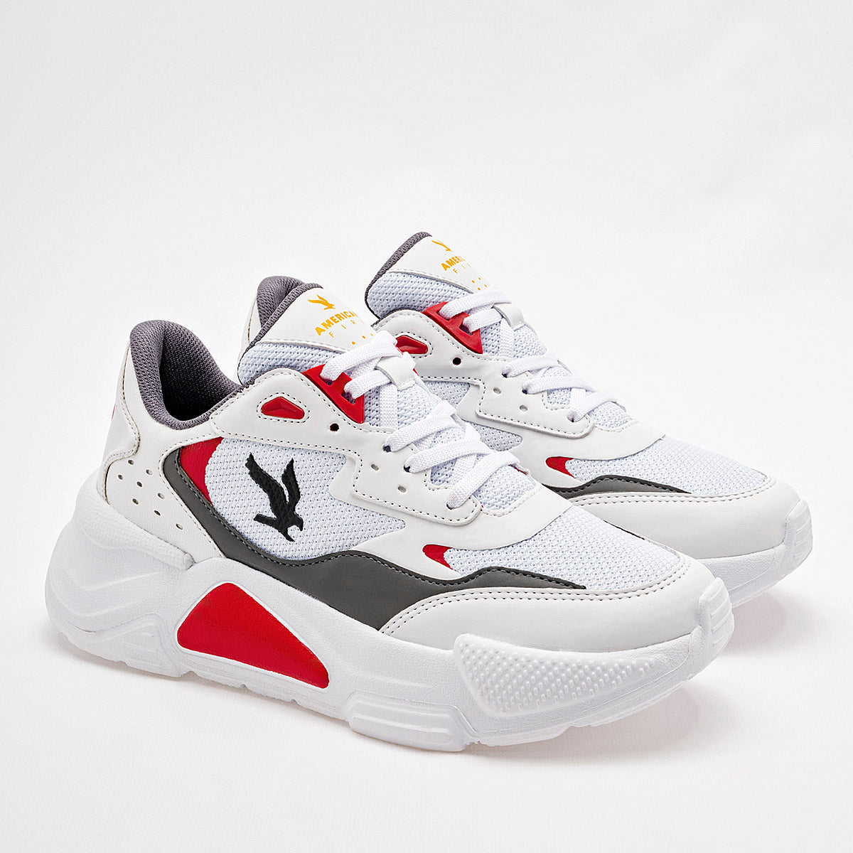 TENIS URBANO JUVENIL AMERICAN FIRE A79 BLANCO GRIS ROJO