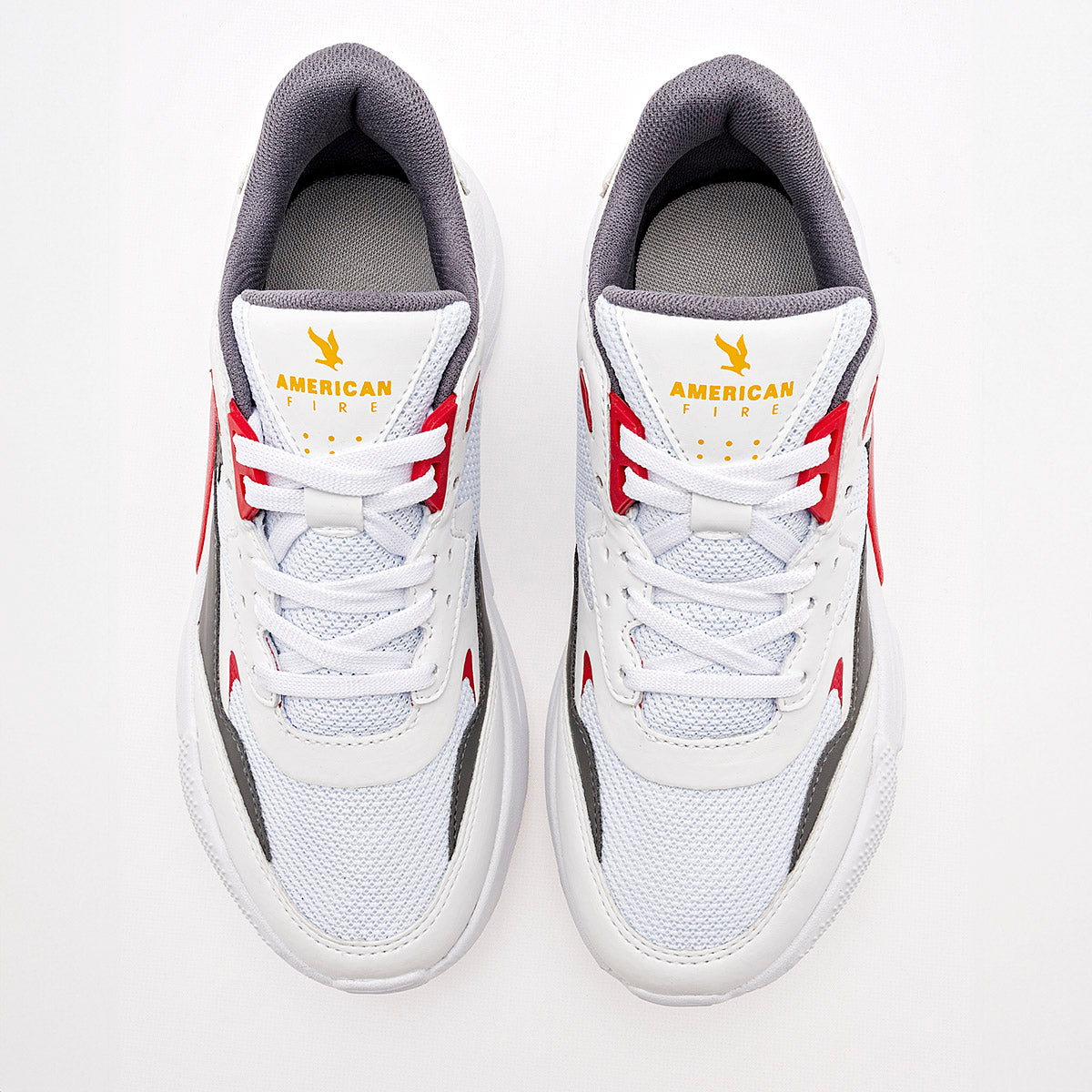 TENIS URBANO JUVENIL AMERICAN FIRE A79 BLANCO GRIS ROJO