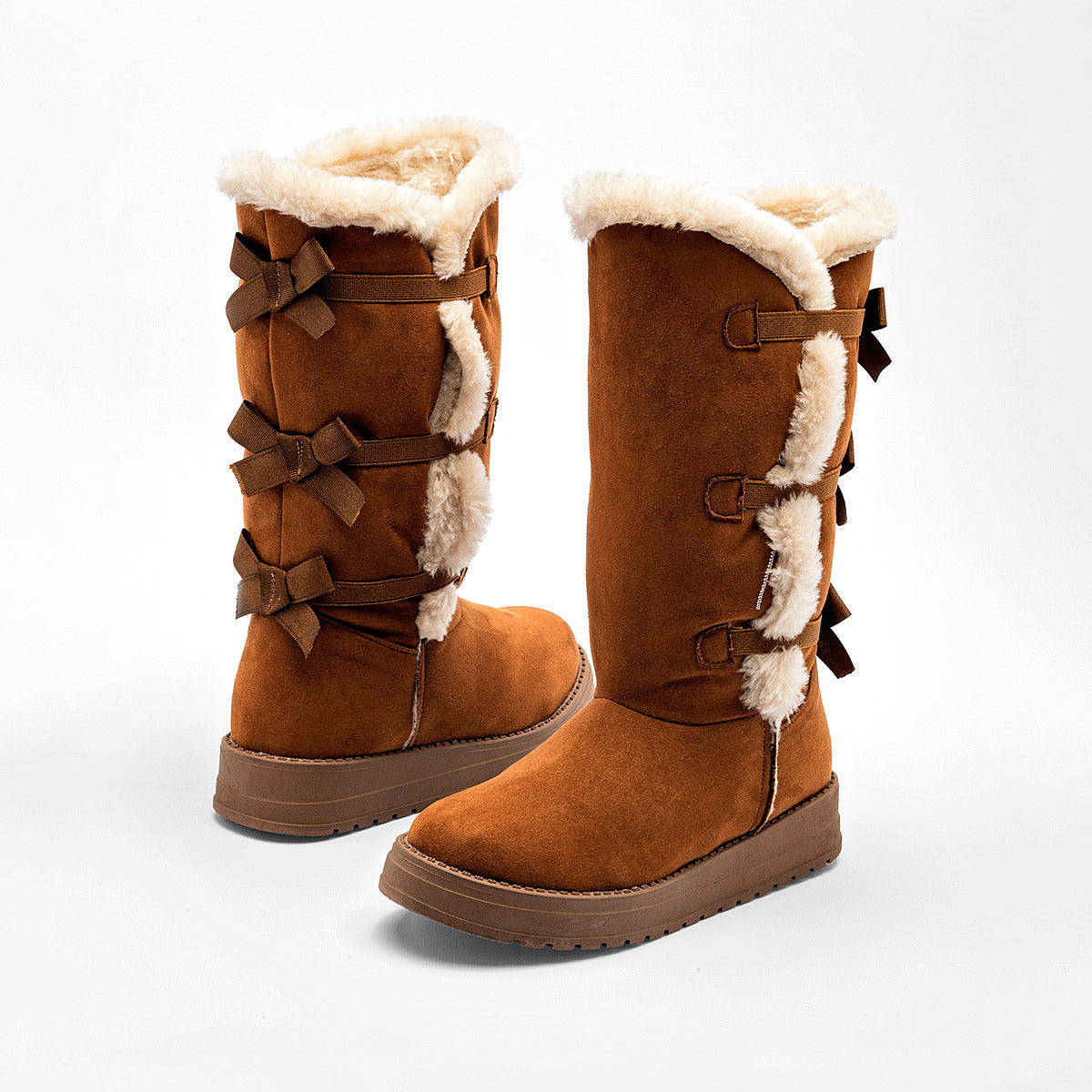 Rojo Cereza Bota con peluche para mujer