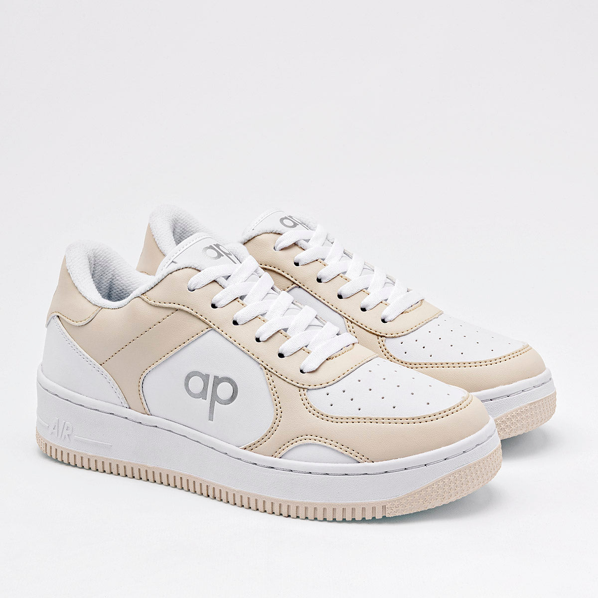 TENIS URBANO MUJER APOORT A5018 BLANCO BEIGE