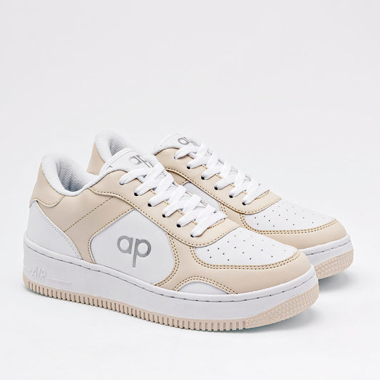 TENIS URBANO MUJER APOORT A5018 BLANCO BEIGE