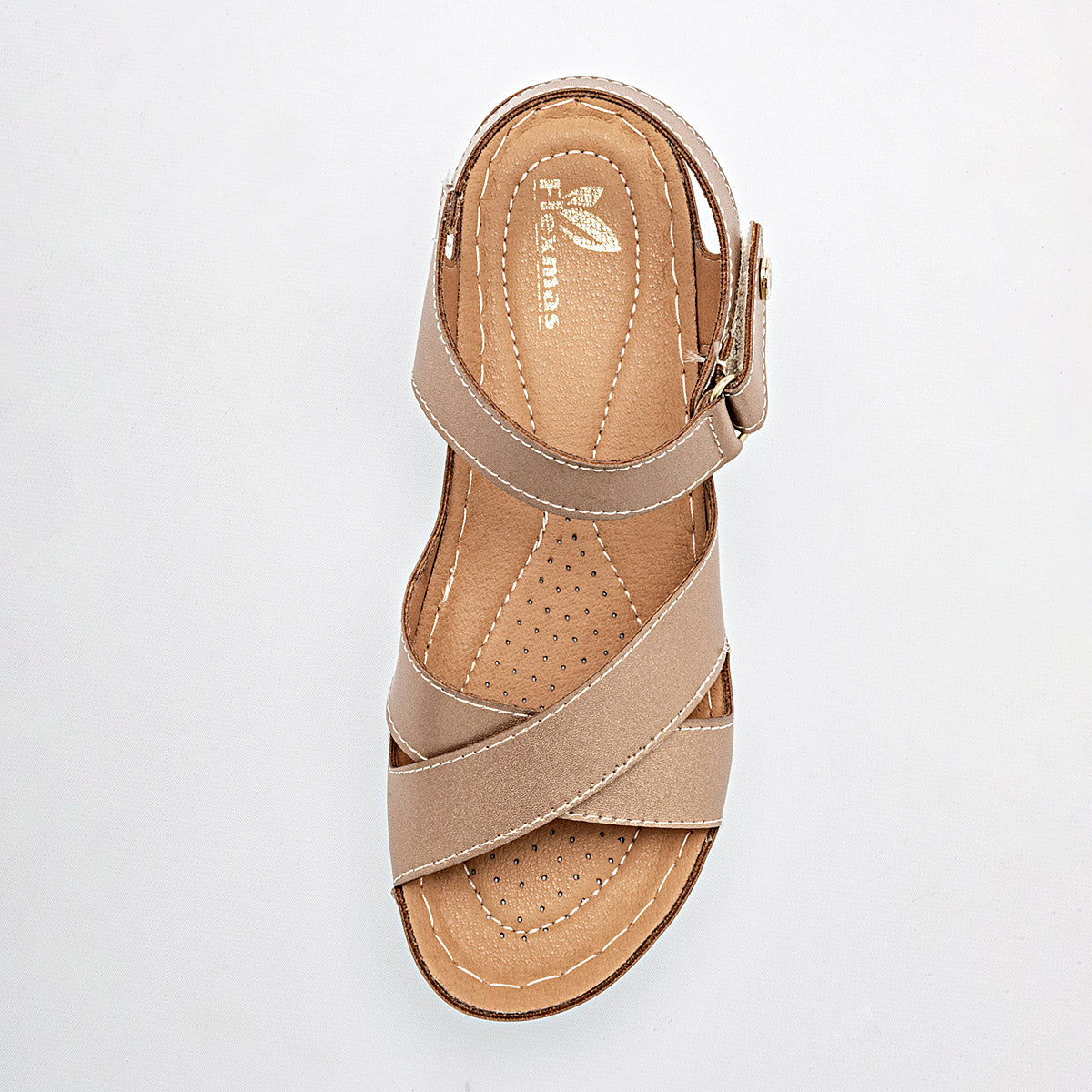 Sandalia En Piel Flexmas Para Mujer 1009 Color Oro