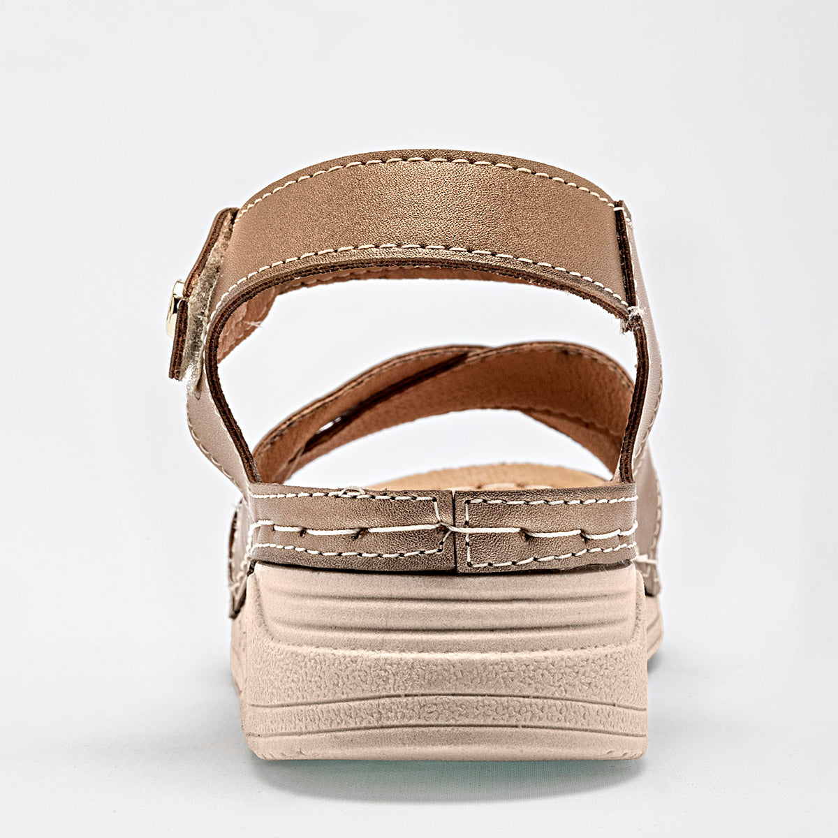 Sandalia En Piel Flexmas Para Mujer 1009 Color Oro