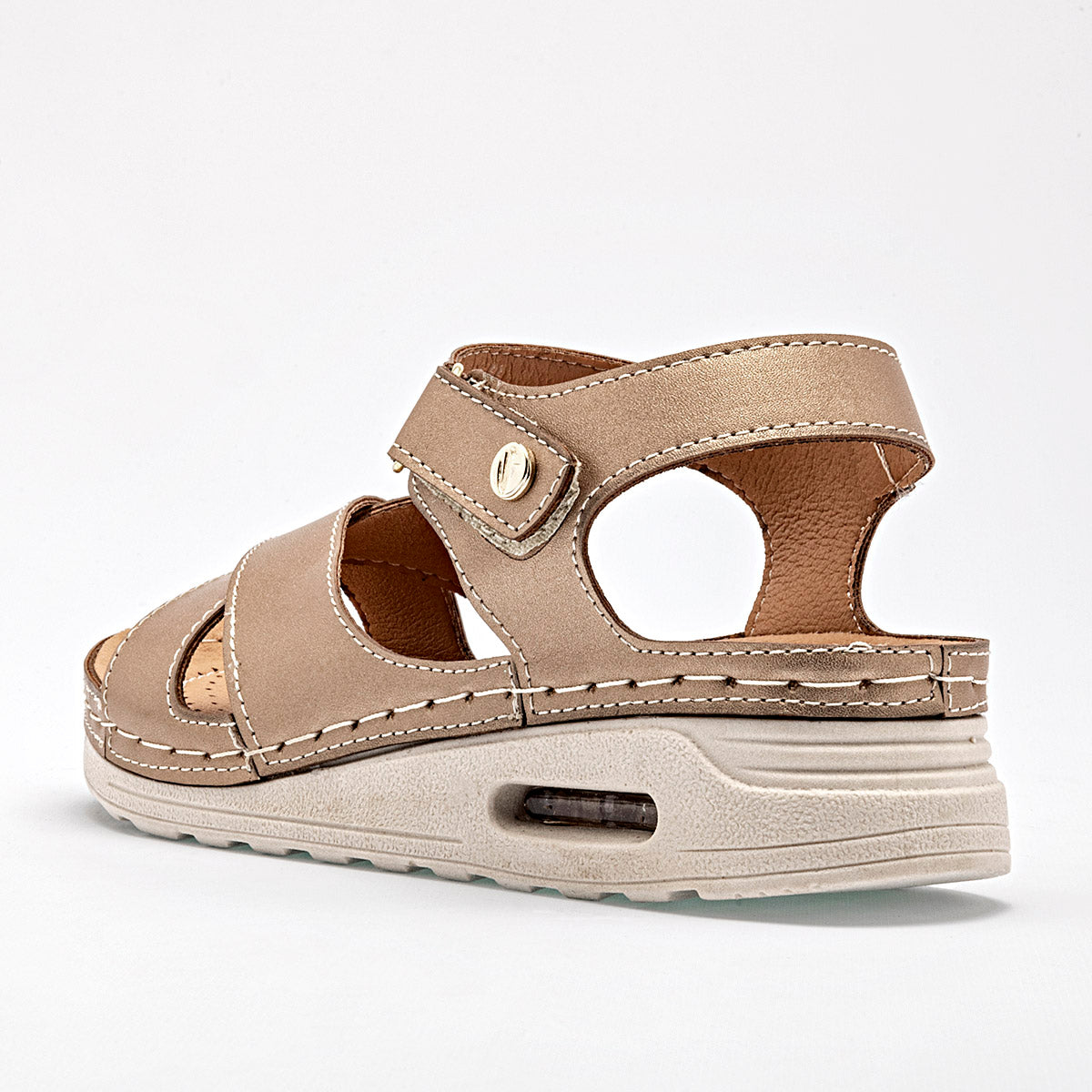 Sandalia En Piel Flexmas Para Mujer 1009 Color Oro