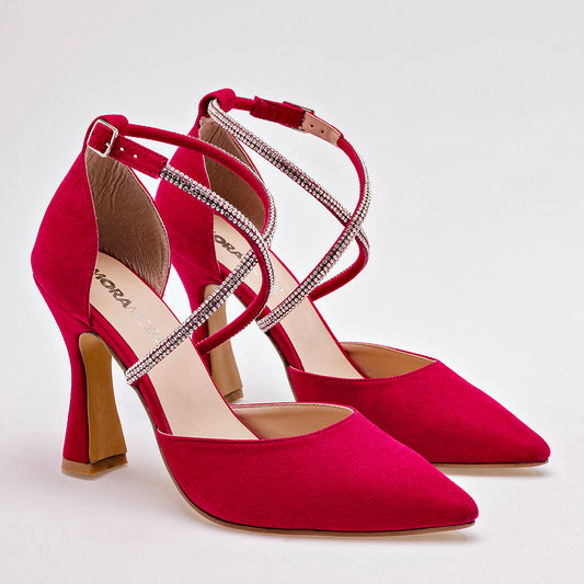 Zapatilla Abierta Moramora Para Mujer Ce Color Rojo Plata