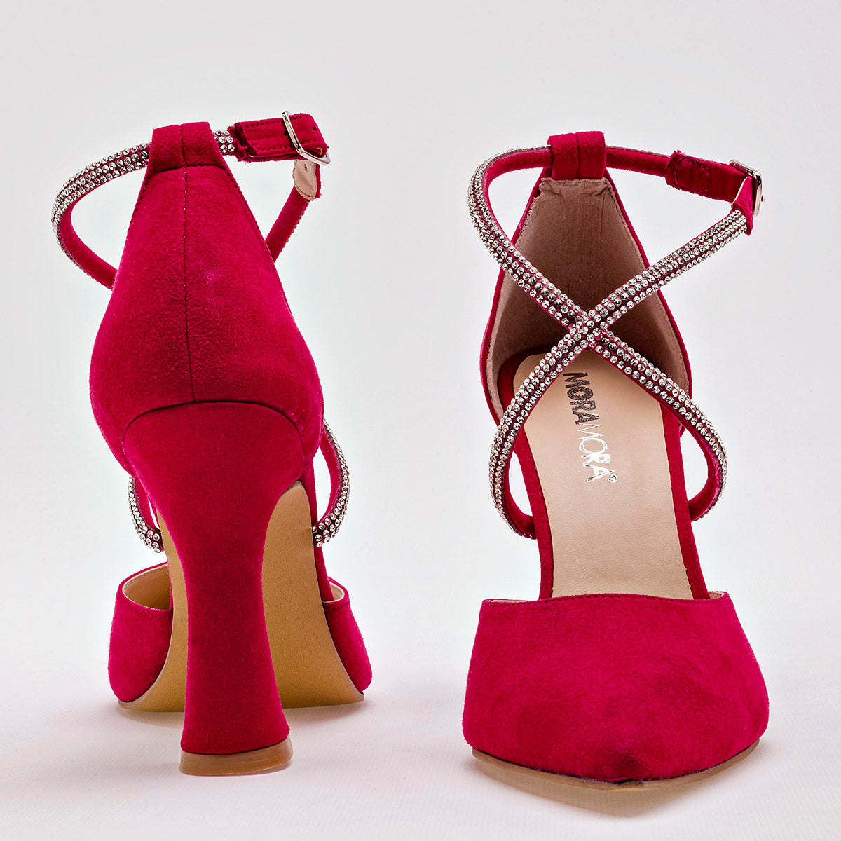 Zapatilla Abierta Moramora Para Mujer Ce Color Rojo Plata