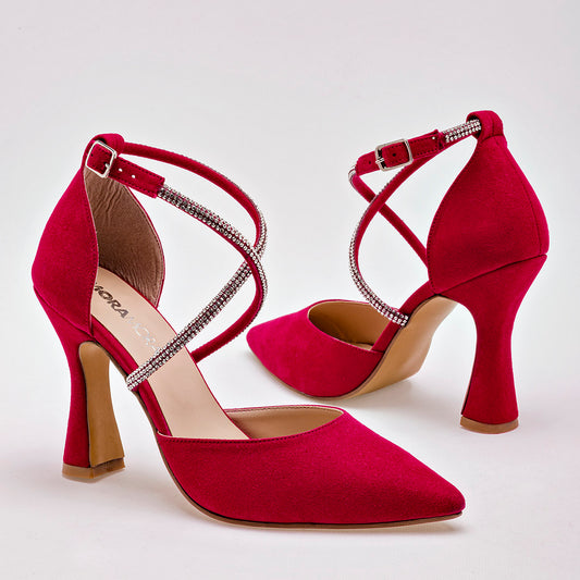 Zapatilla Abierta Moramora Para Mujer Ce Color Rojo Plata