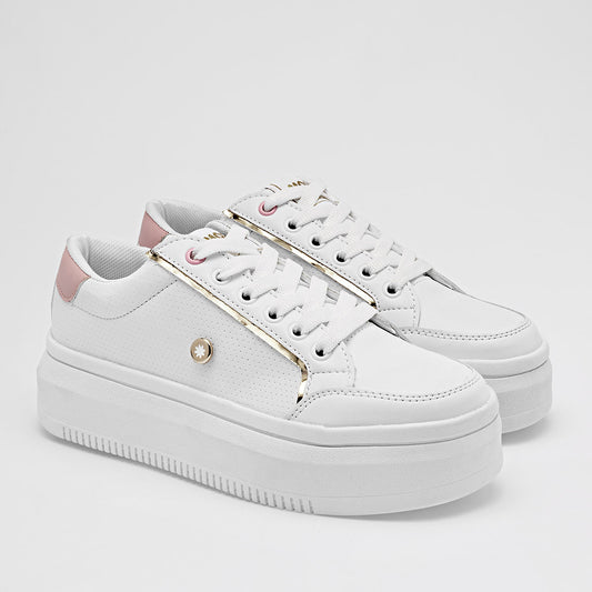 TENIS URBANO MUJER MORAMORA KITY BLANCO ROSA