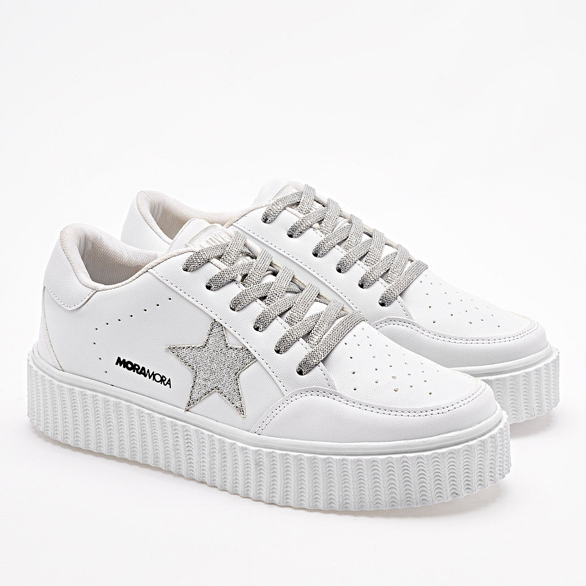 TENIS URBANO MUJER MORAMORA MARU BLANCO PLATA