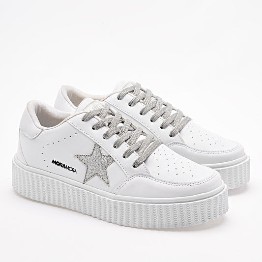 TENIS URBANO MUJER MORAMORA MARU BLANCO PLATA