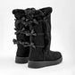 Bota Larga Nieve Rojo Cereza Para Mujer Color Negro