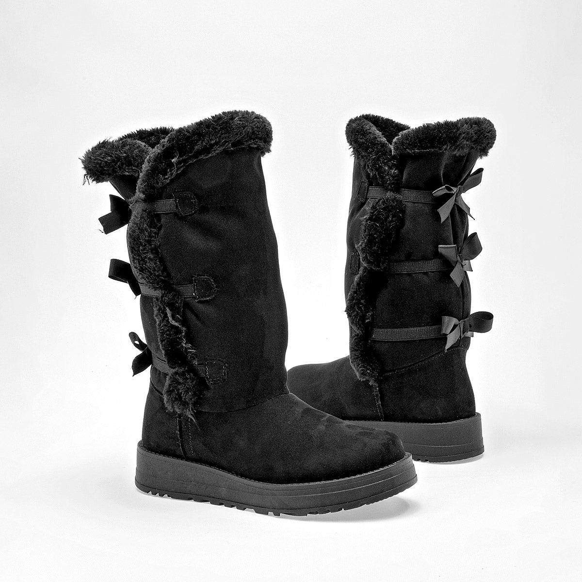 Rojo Cereza Bota con peluche para mujer