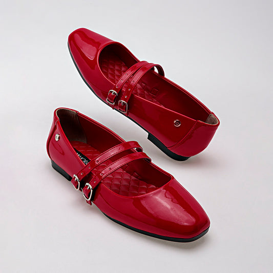 Flats En Charol Moramora Para Mujer Color Rojo Charol