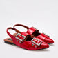 Flats Destalonada Moramora Para Mujer Xce Rojo Charol