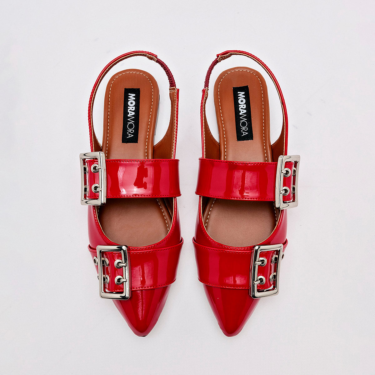 Flats Destalonada Moramora Para Mujer Xce Rojo Charol