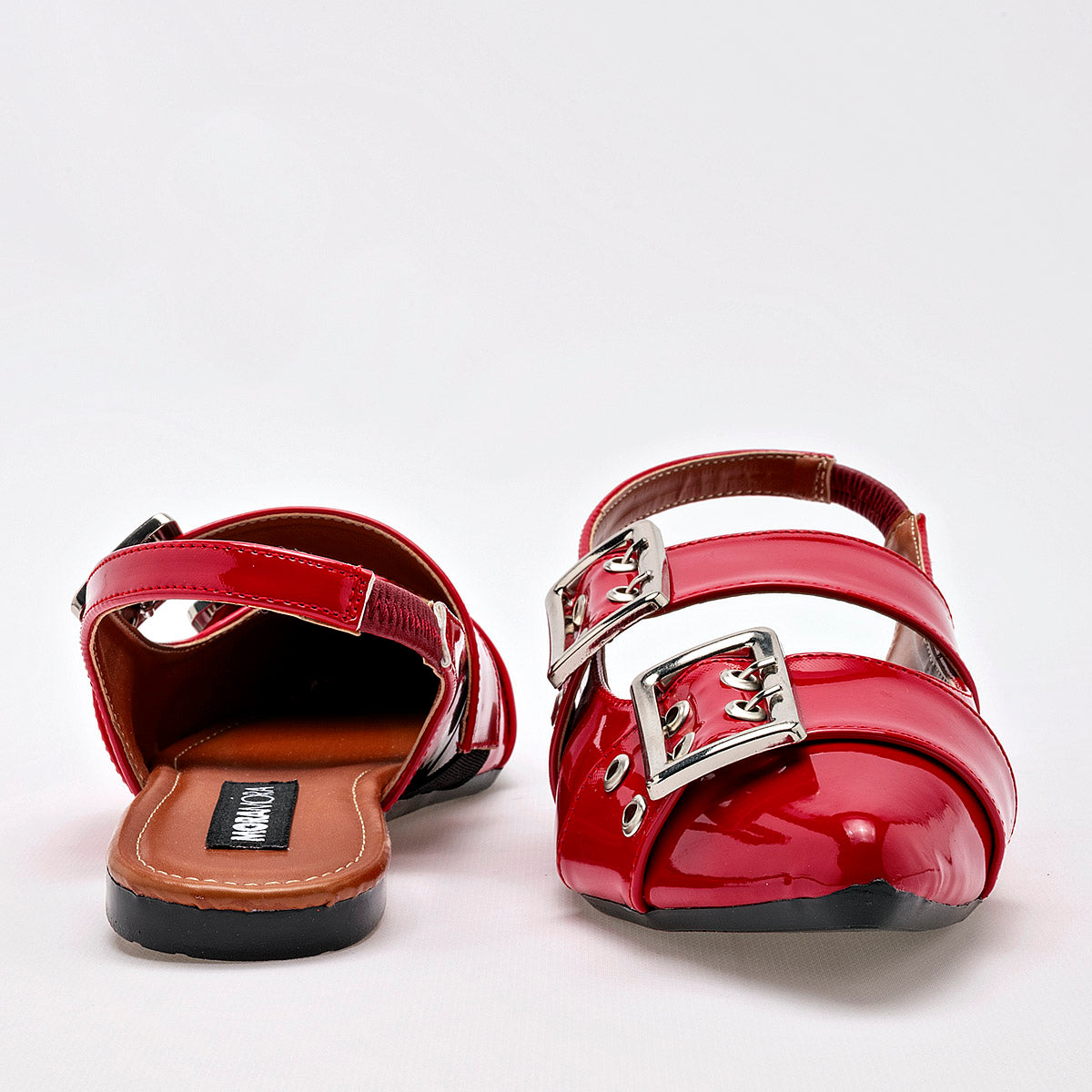 Flats Destalonada Moramora Para Mujer Xce Rojo Charol