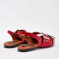 Flats Destalonada Moramora Para Mujer Xce Rojo Charol