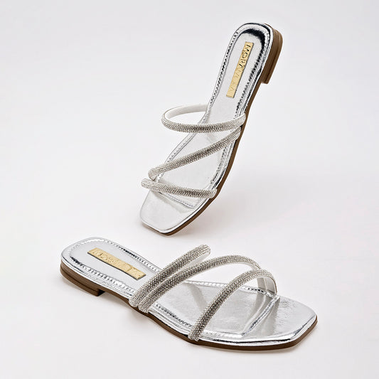 Sandalia Moramora Para Mujer Color Plata