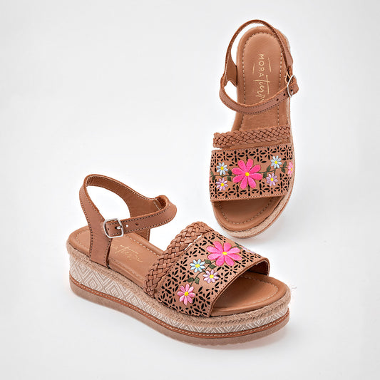 SANDALIA MUJER MORA TIERRA ODA CAMEL MULTICOLOR