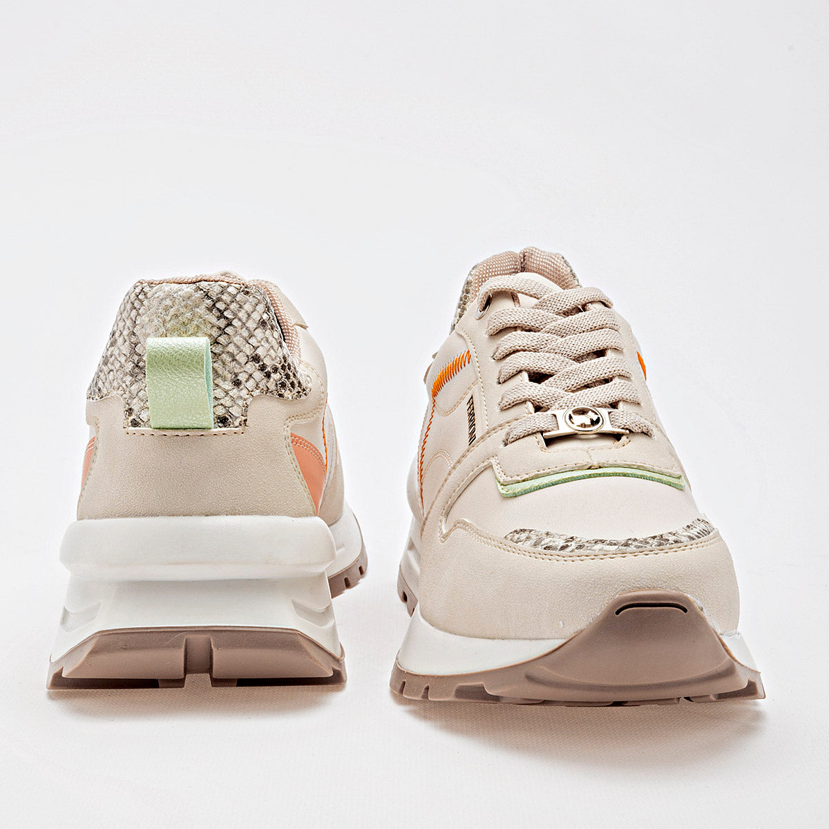 TENIS URBANO MUJER FERRIONI W0400501 BEIGE NARANJA