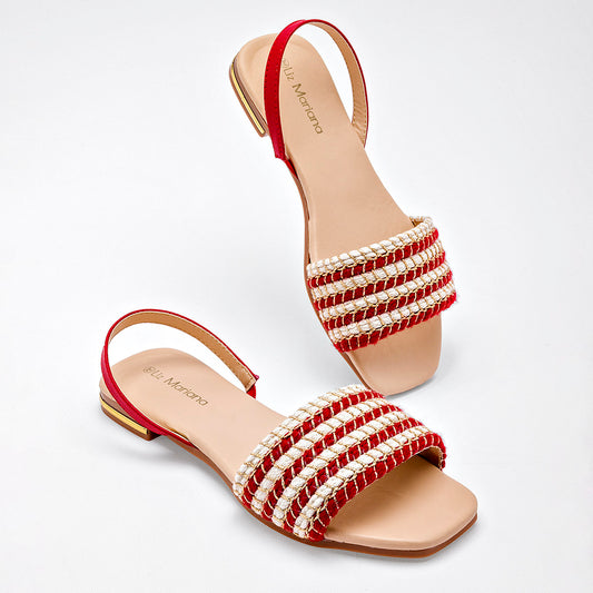 SANDALIA MUJER LIZ MARIANA 258T ROJO BLANCO ORO