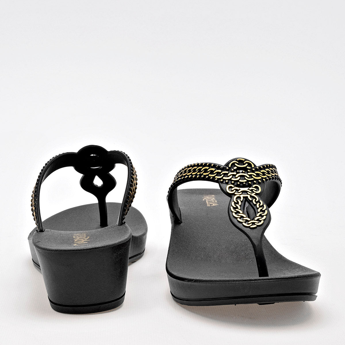 SANDALIA MUJER MARBELLA LAZO NEGRO ORO
