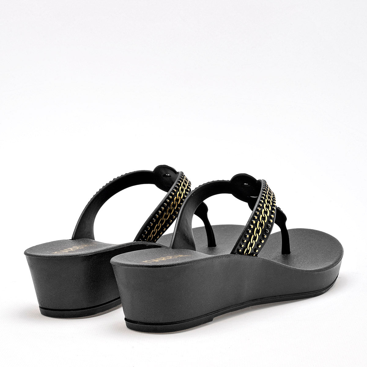 SANDALIA MUJER MARBELLA LAZO NEGRO ORO