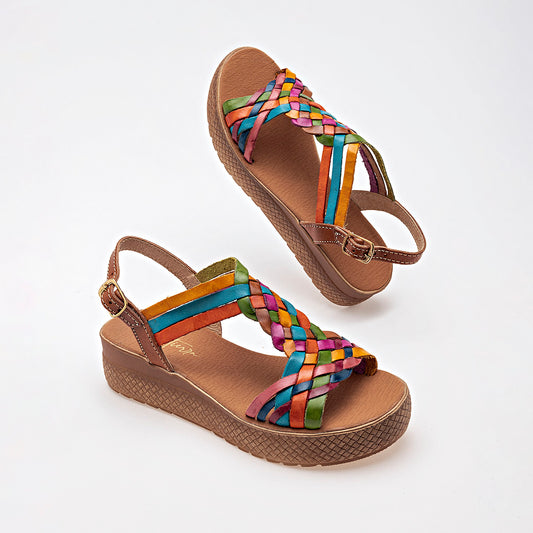 SANDALIA MUJER MORA TIERRA ZULEMA CAMEL MULTICOLOR