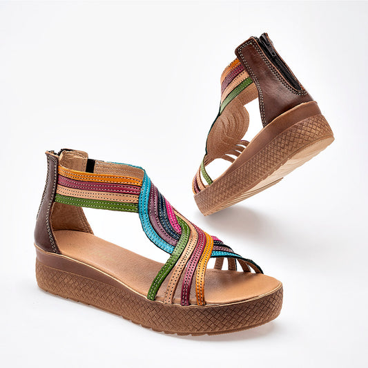 SANDALIA MUJER MORA TIERRA BELINDA CAMEL MULTICOLOR