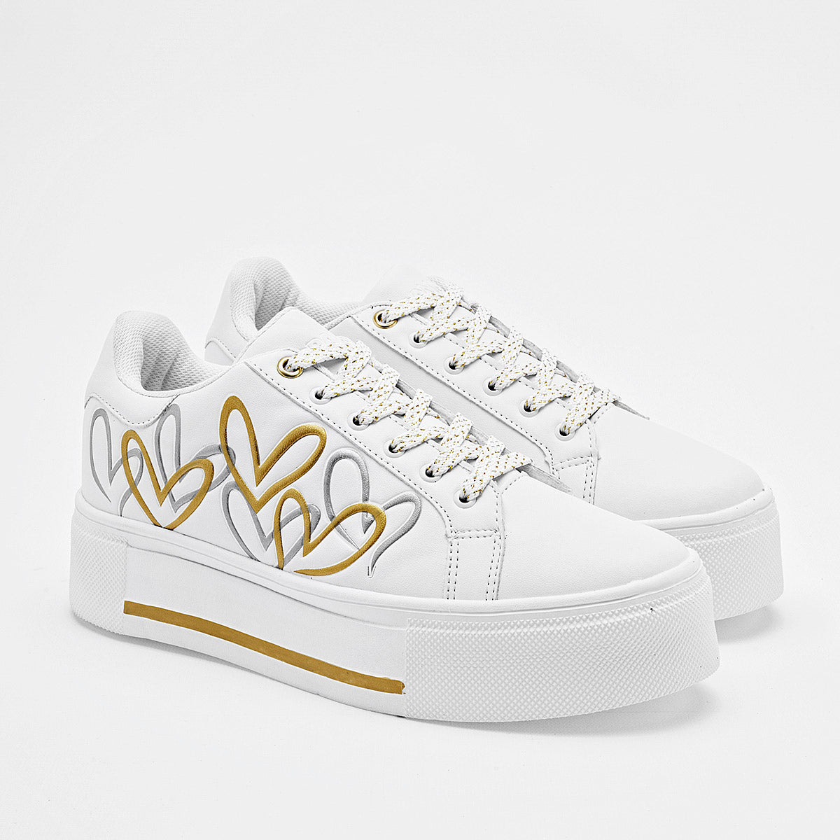 TENIS URBANO MUJER MORAMORA RUE BLANCO ORO PLATA