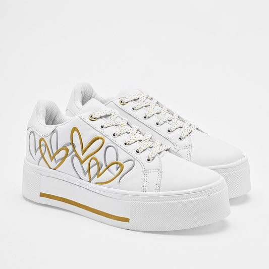 TENIS URBANO MUJER MORAMORA RUE BLANCO ORO PLATA