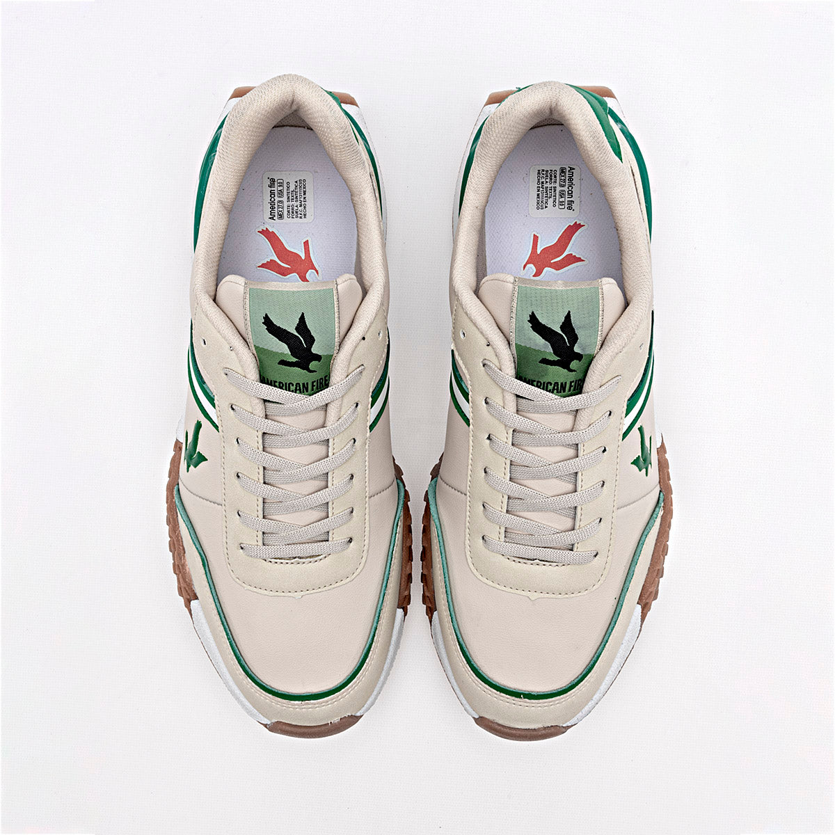 TENIS URBANO HOMBRE AMERICAN FIRE A87 BEIGE VERDE