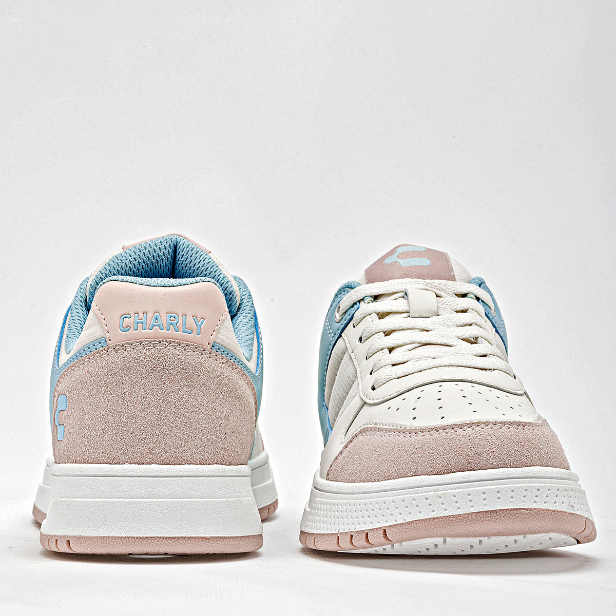 TENIS URBANO MUJER CHARLY 1043157001 BEIGE AZUL ROSA
