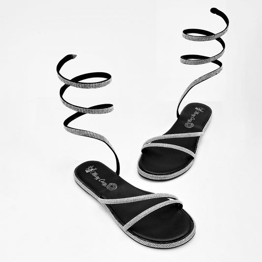 SANDALIA MUJER MARY CECY 15 NEGRO PLATA