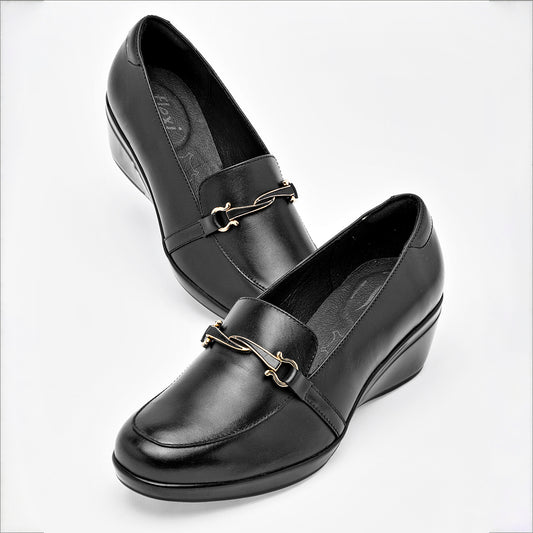 Zapato Confort Piel Flexi Mujer 45233 Negro Plataforma 5 Cm