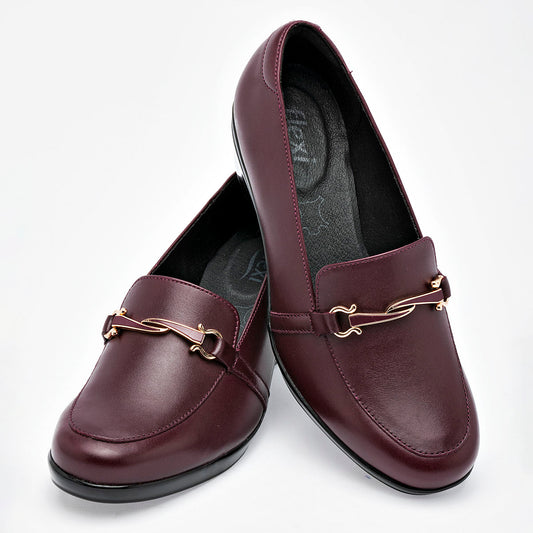 Zapato Confort Piel Flexi Mujer 45233 Vino Plataforma 5 Cm
