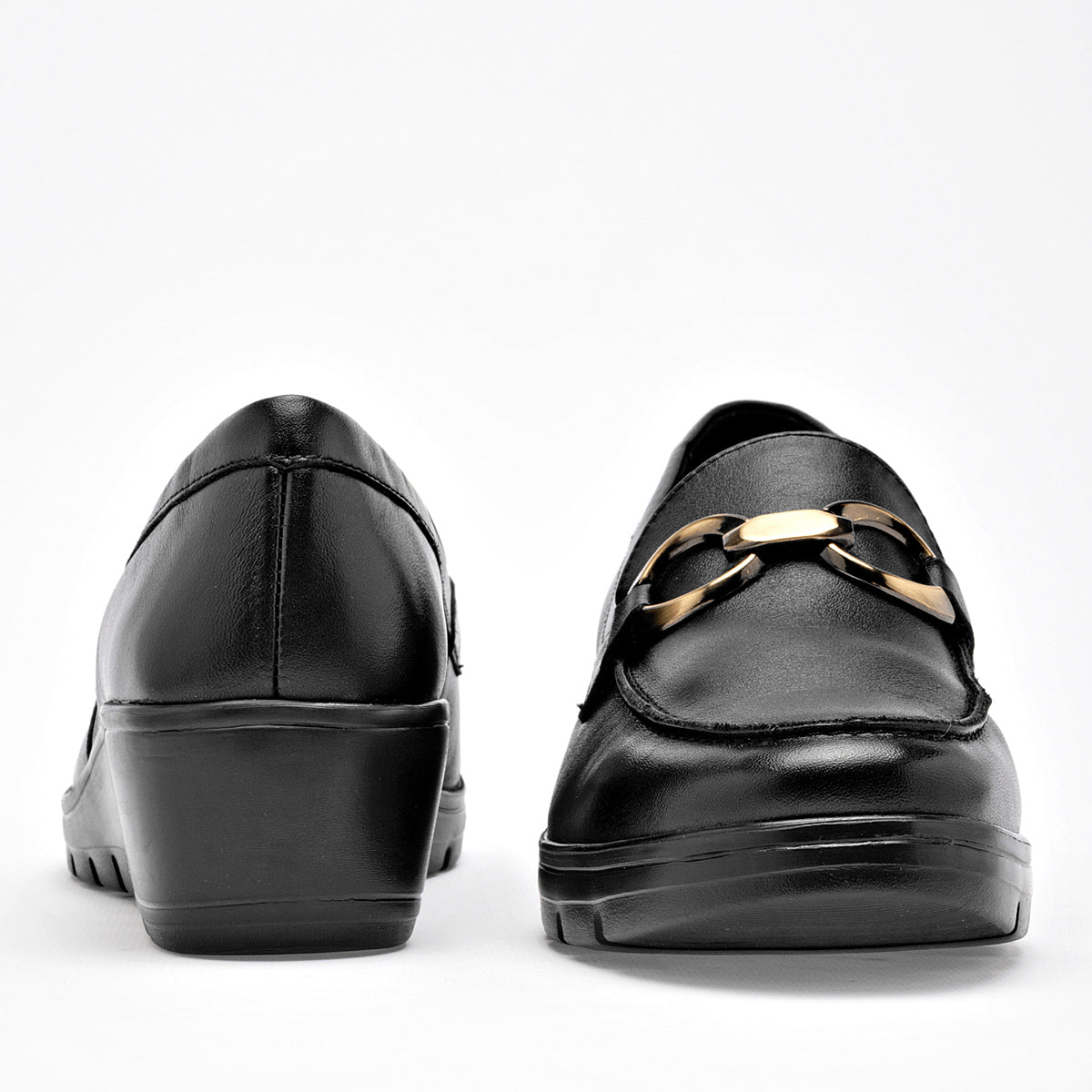 Zapato Confort Piel Flexi Mujer 104830 Negro Plataforma 4 Cm