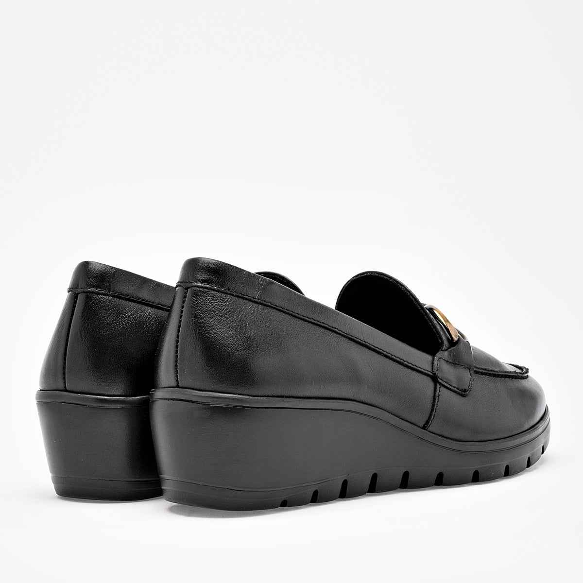 Zapato Confort Piel Flexi Mujer 104830 Negro Plataforma 4 Cm