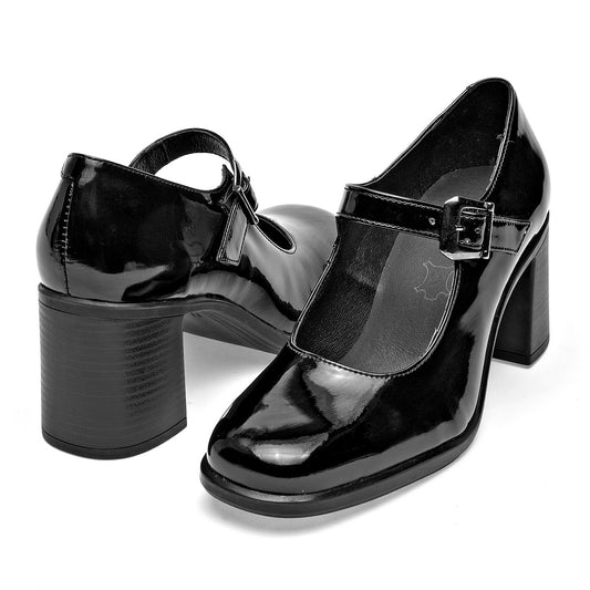 Zapato Tacon Cuadrado Flexi Mujer 137603 Negro Tacon 7 Cm