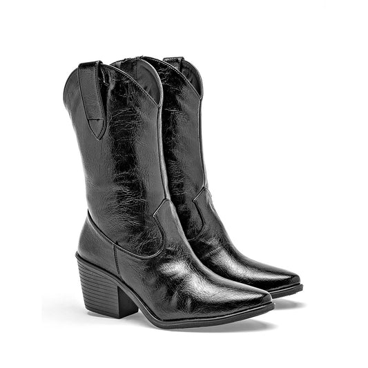 Bota Vaquera Adriano Borzani Mujer 97 Negro Tacon6 Tubo16