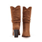 Bota Corta Clasben Para Mujer Jessy Color Cafe Tacon 8cm Tubo 25cm