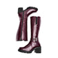      Bota Larga  Etnia Para Mujer 3805 Color Vino Tacon 7cm  Tubo 35cm