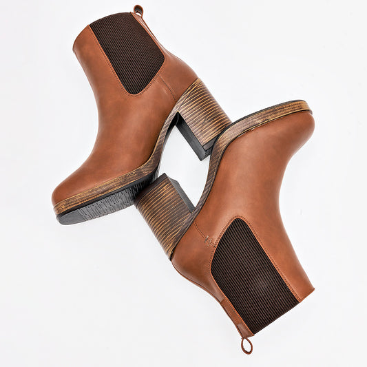      Botin Casual Gösh Mujer 3060d02 Camel Tacon 8 Cm Tubo 12 Cm