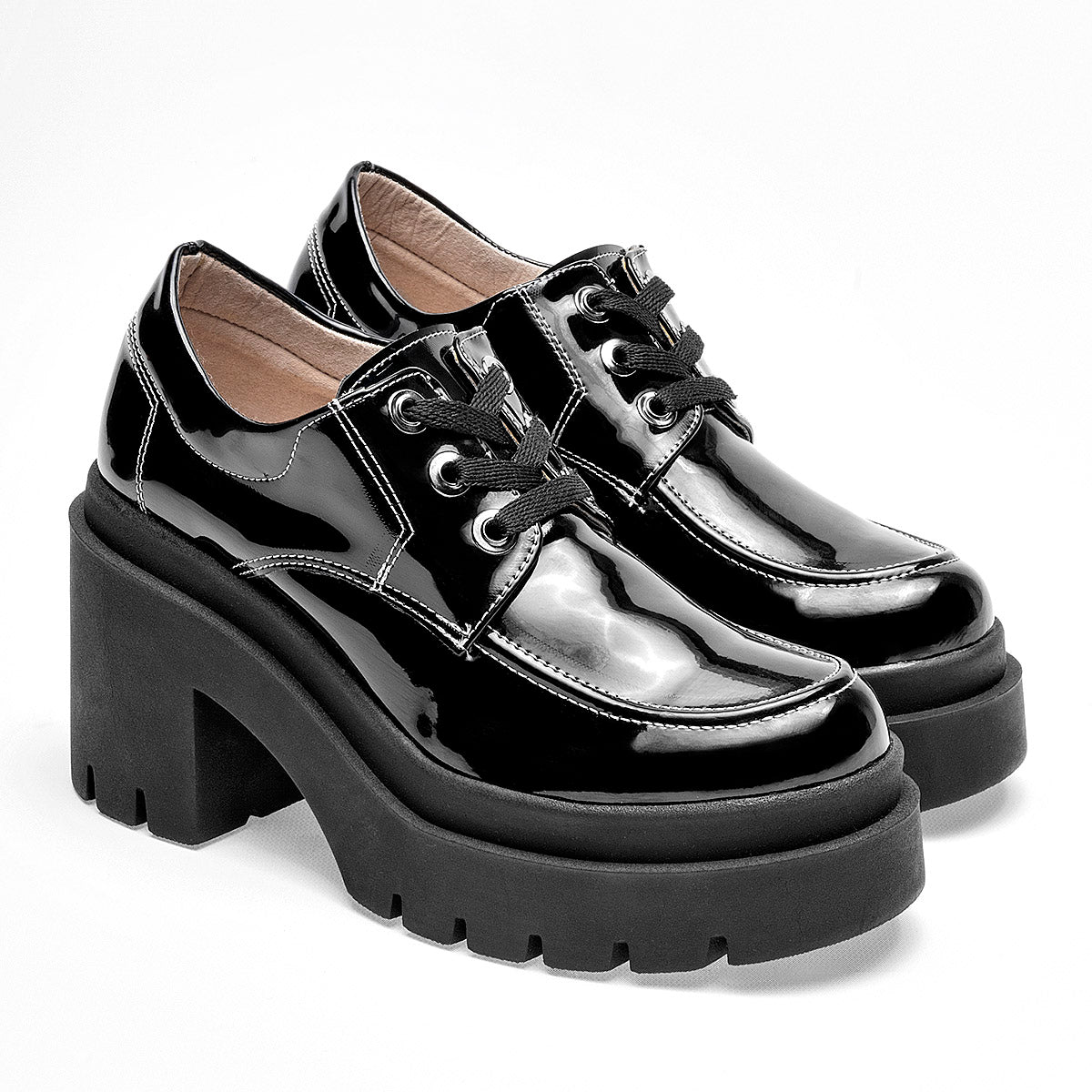 Botin Casual Charol Jacky Hilton Mujer 121 Negro Tacon 8 Cm