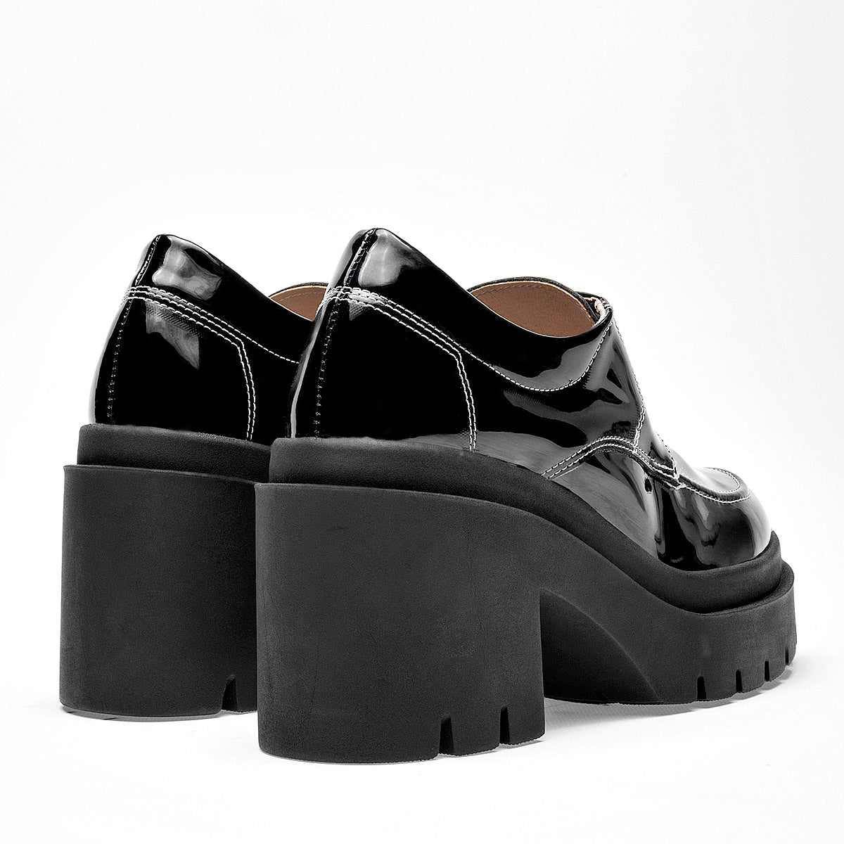 Botin Casual Charol Jacky Hilton Mujer 121 Negro Tacon 8 Cm