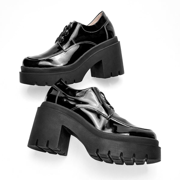      Botin Casual Charol Jacky Hilton Mujer 121 Negro Tacon 8 Cm